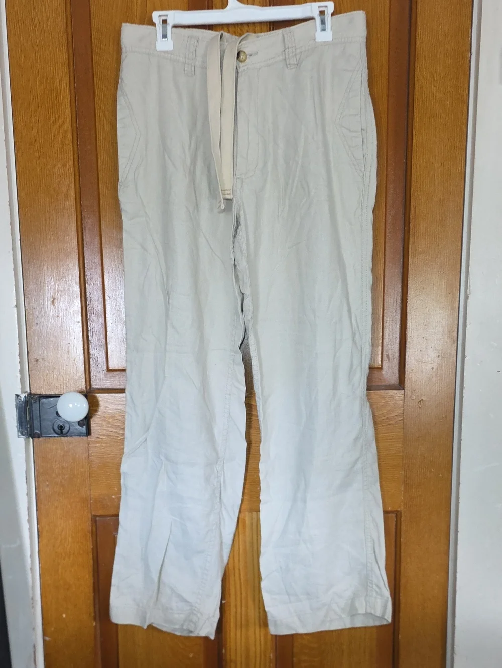 Old Navy Men's Light Beige Drawstring Linen Chinos